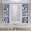 35'' x 28'' Blue Wall Mounted Bathroom Storage Cabinet with Mirror Door, Modern Bathroom Wall Cabinet with Mirror - Korvel
