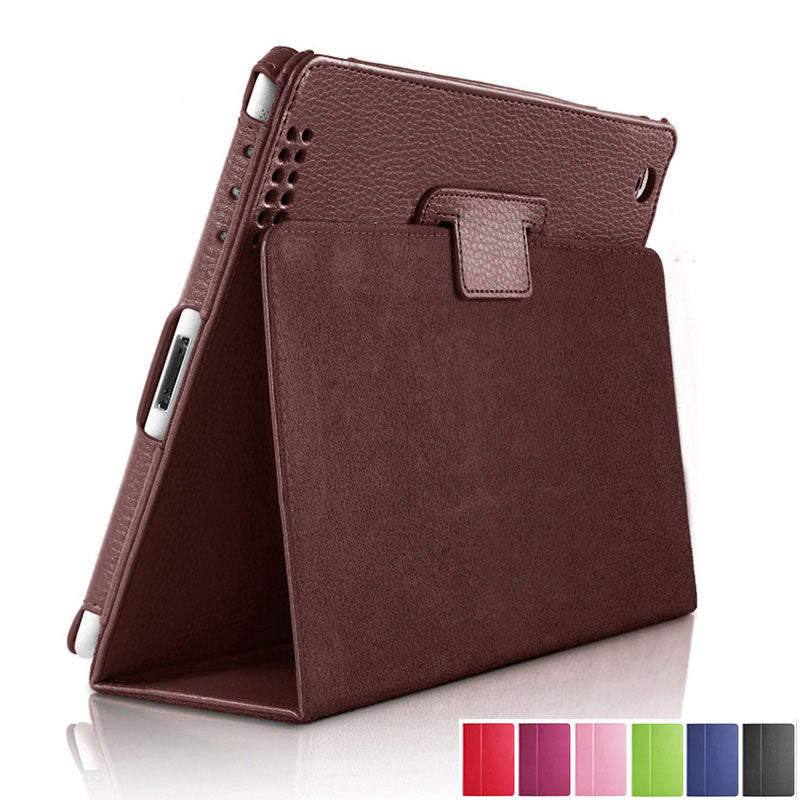 For Apple ipad 2 3 4 Case Auto Flip Litchi PU Leather Cover For New ipad 2 ipad 4 Smart Stand Holder Folio Case - Korvel