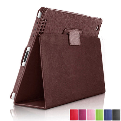 For Apple ipad 2 3 4 Case Auto Flip Litchi PU Leather Cover For New ipad 2 ipad 4 Smart Stand Holder Folio Case - Korvel
