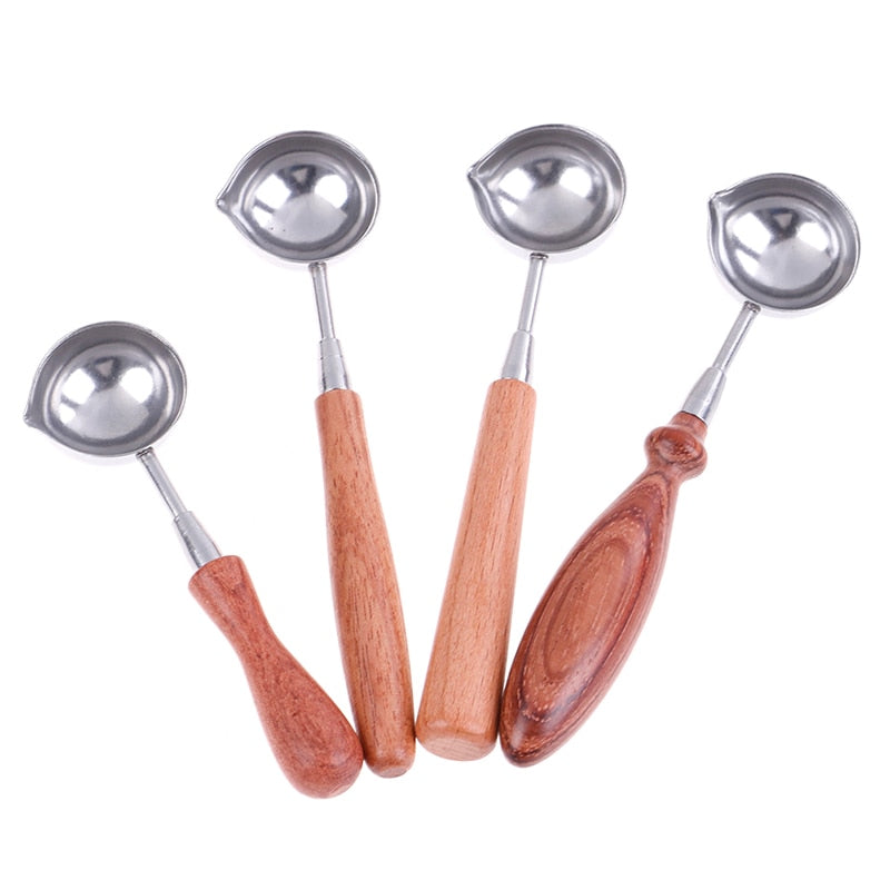 Cuchara de Sellado de Cera con Mango de Madera Retro para Manualidades