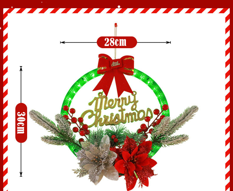 Elegant Christmas Wreath with Lights and Decorative Ornaments