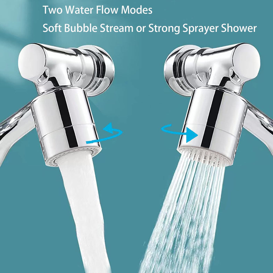 1080 °/1440 ° New Mechanical Arm Double Outlet Bubbler Universal Extension Faucet Splash Proof Washing Faucet Extender - Korvel