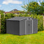 10X8 FT outdoor tool storage shed with metal foundation and lockable door, all-weather metal shed, gray - Korvel
