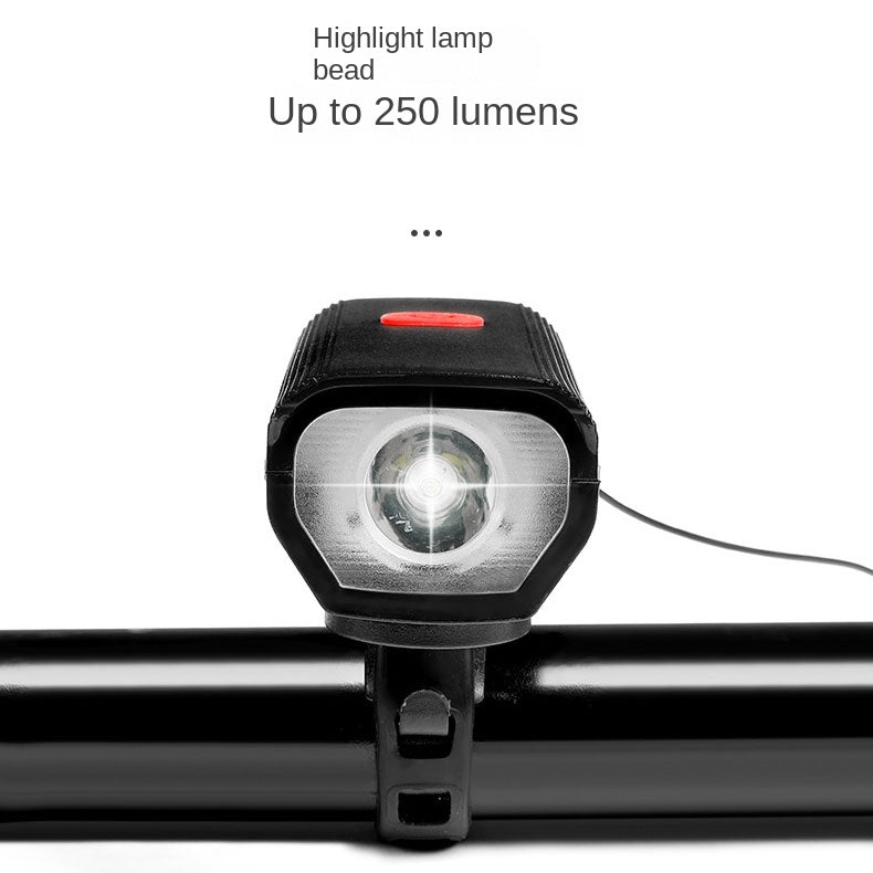 Bicycle lights, headlights, mountain bikes, night riding, charging, strong light flashlight, USB charging, horn lights, riding e - Korvel