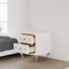 Elegant PU bedside table with 2 drawers and crystal handles, storage with metal legs - white - Korvel