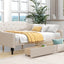 Full Size Upholstered Tufted Daybed with Two Drawers, Beige - Korvel