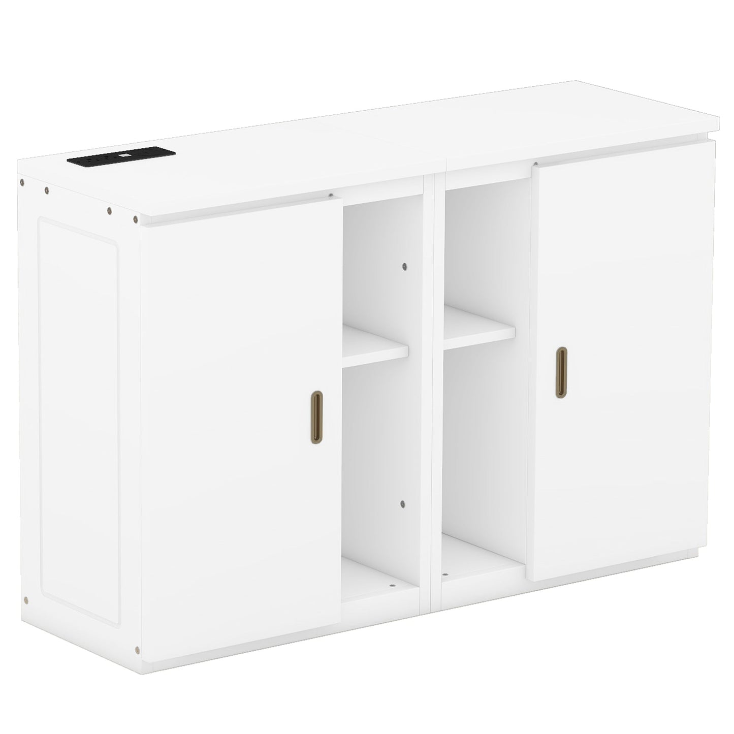 Lit Murphy Queen Size avec étagères et ports USB - Blanc
