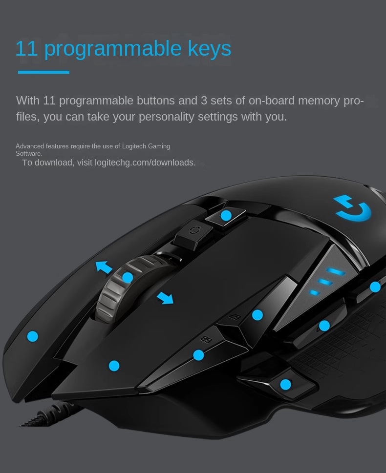 Logitech G502Hero Dominator Cable Gaming Mouse G502SE Esports PUBG RGB Backlight - Korvel