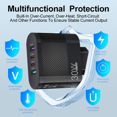 2USB Type-C 30W Mobile Phone Charger Multi Interface Travel Charging Head - Korvel