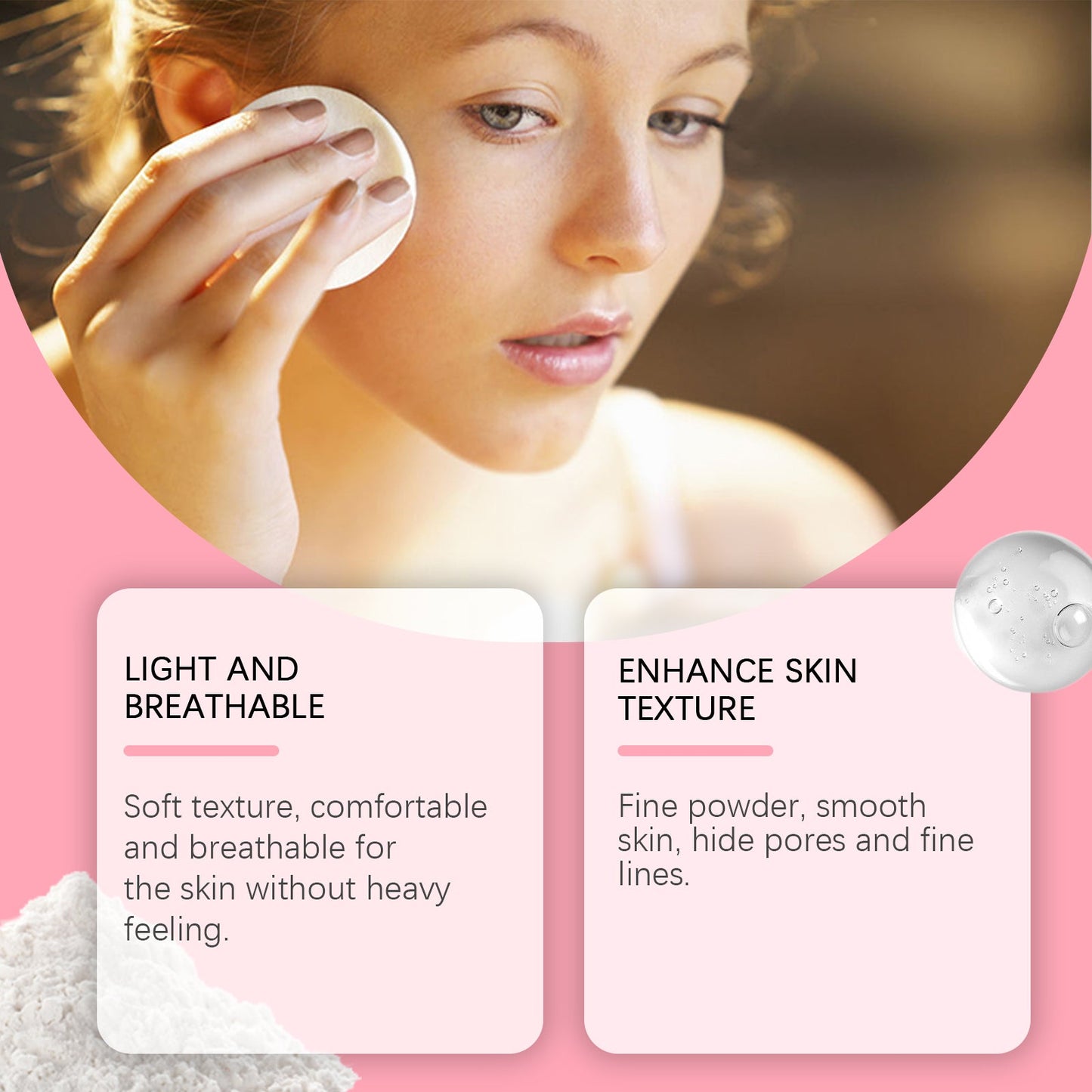 Setting powder with brush， Natural Makeup Light, Delicate Breathable Fit Dry And Wet Dual Use Powder Lasting Makeup - Korvel