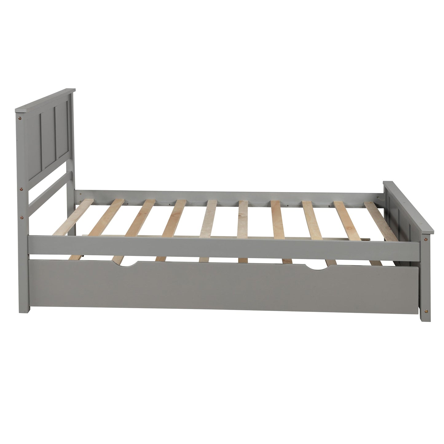 Cama Plataforma Gris con Estructura de Cama Trundle de Tamaño Individual