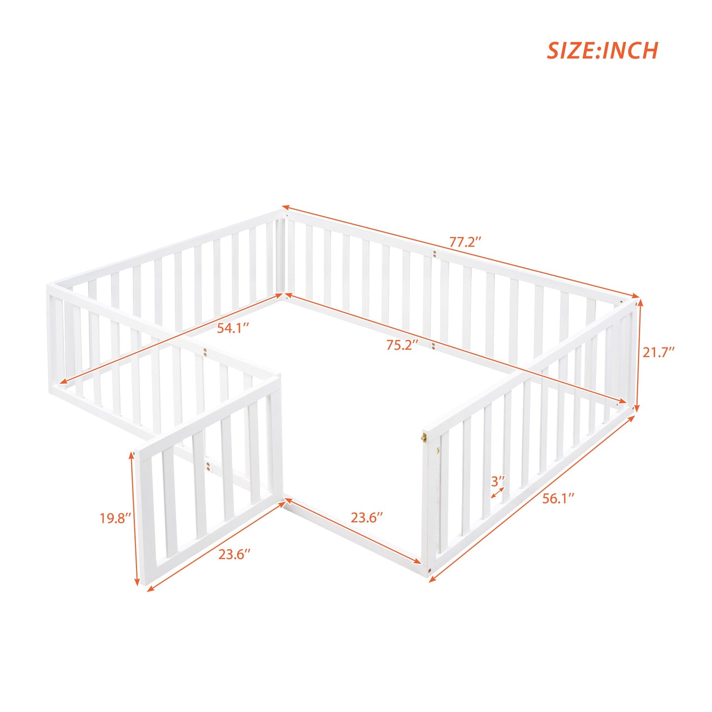 Full Size Wood Daybed Frame with Fence White(OLD SKU:WF289662AAK) - Korvel