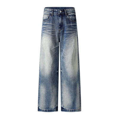 Men's Washed Denim Wide Leg Jeans - Casual Fit