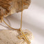 18K Gold-Plated Inlaid Zircon Cross Necklace - Korvel