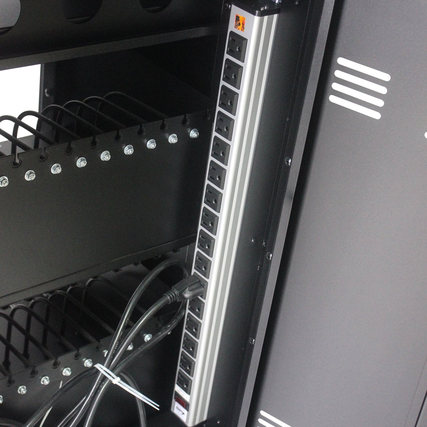 Mobile Charging Cart and Cabinet for Tablets Laptops 30-Device With Combination Lock--Black - Korvel