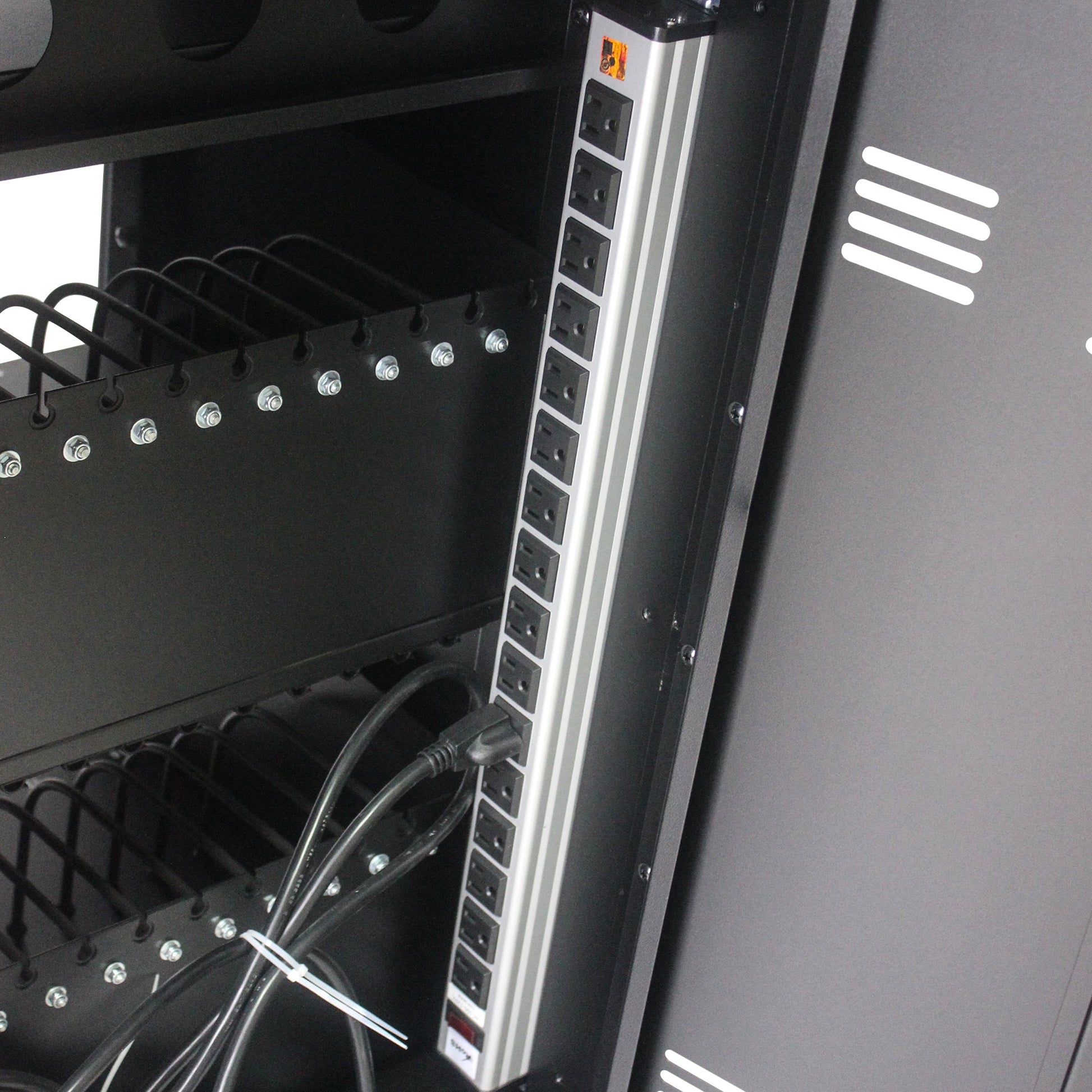 Mobile Charging Cart and Cabinet for Tablets Laptops 30-Device With Combination Lock--Black - Korvel
