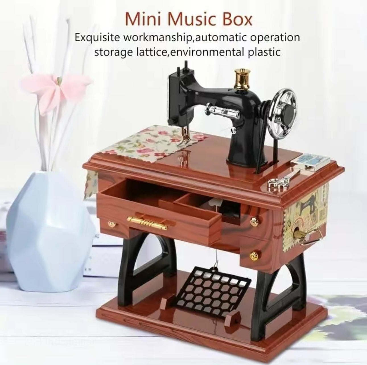 Caja de Música StitchTune - Diseño de Máquina de Coser Vintage