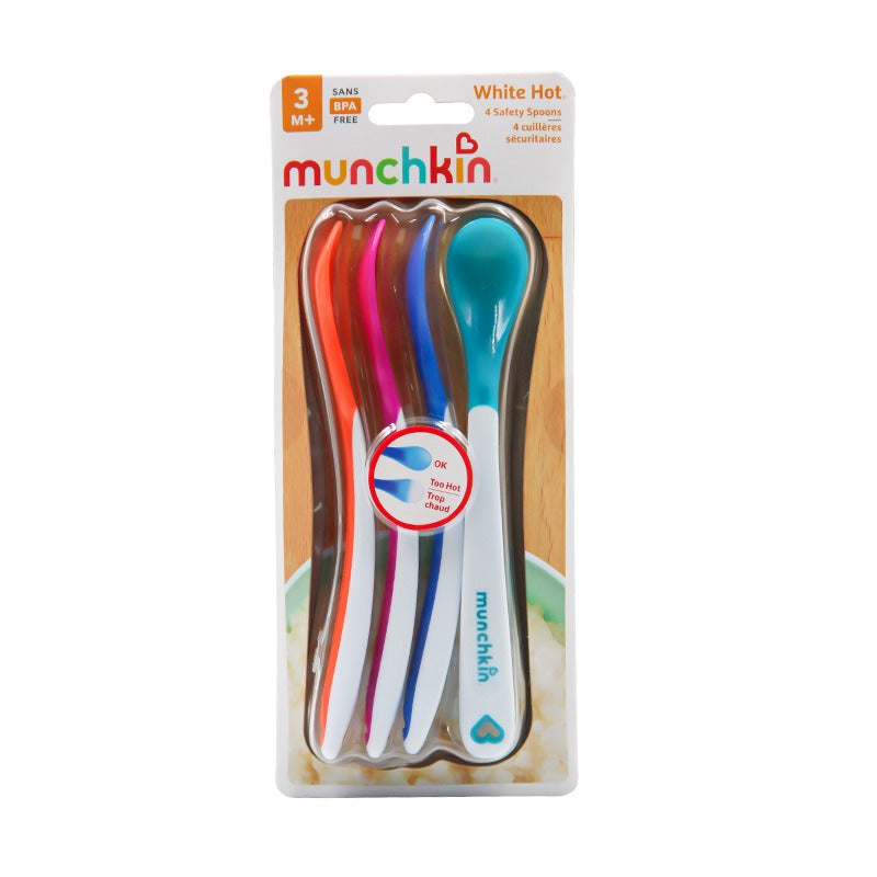 4 temperature sensitive and color changing spoons for babies, full of fun and healthy baby food supplements, soft headed spoons - Korvel