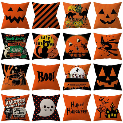 Trick or treat/pumpkin Cushion Cover 45*45cm Happy Halloween Throw Pillow Cover Happy Fall Y'all ghosts Horror Pillowcase - Korvel