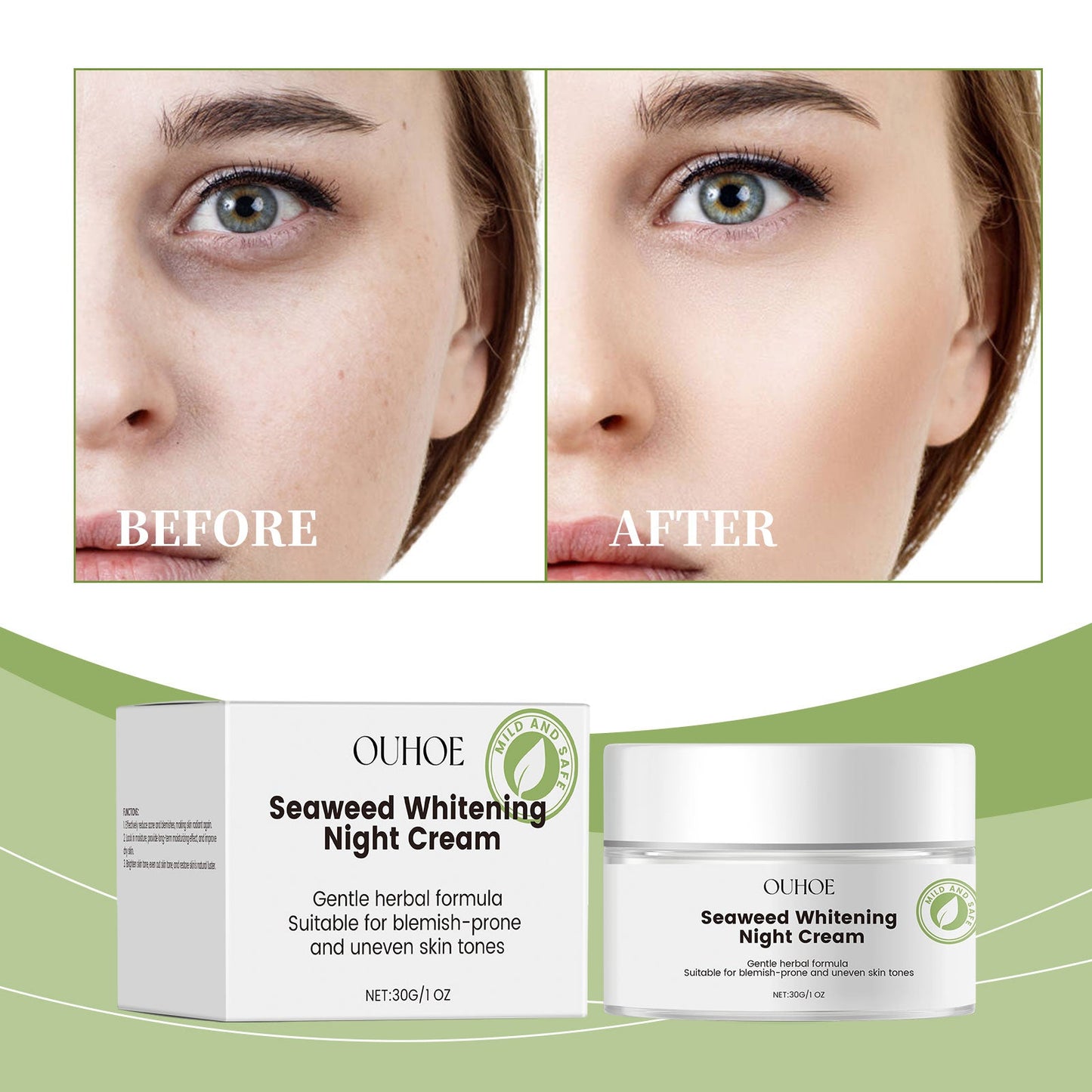Seaweed Nourishing Night Cream, Nourishing And Moisturizing Facial Night Care Skin Moisturizing And Moisturizing Seaweed Night Cream - Korvel