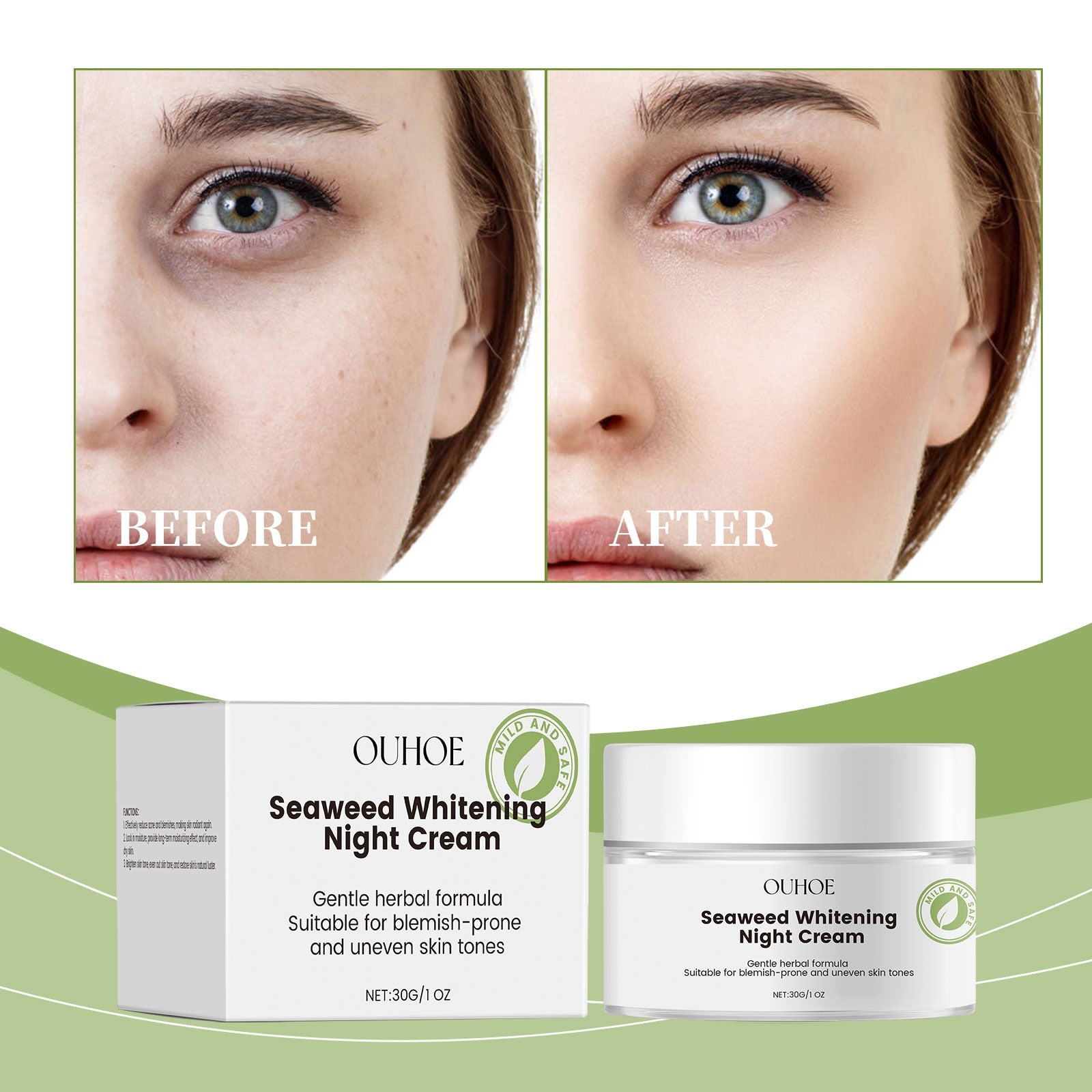 Seaweed Nourishing Night Cream, Nourishing And Moisturizing Facial Night Care Skin Moisturizing And Moisturizing Seaweed Night Cream - Korvel