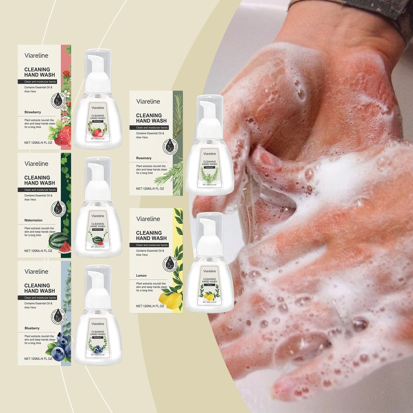 Foaming Hand Sanitizer (Lemon Flavor) Gentle Cleansing, Soothing Decontamination, Moisturizing Care Hand Cleansing Foam - Korvel