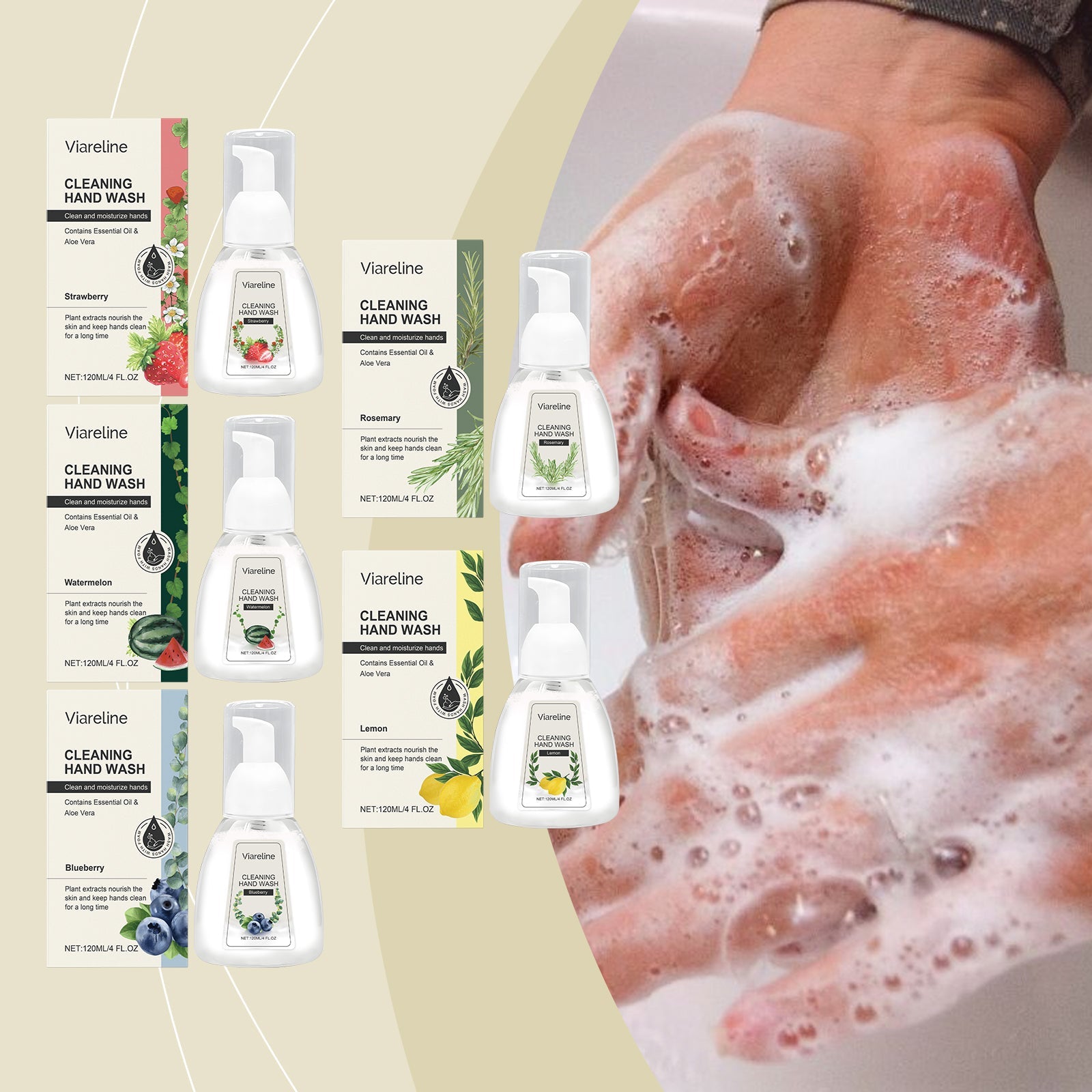 Foaming Hand Sanitizer (Lemon Flavor) Gentle Cleansing, Soothing Decontamination, Moisturizing Care Hand Cleansing Foam - Korvel