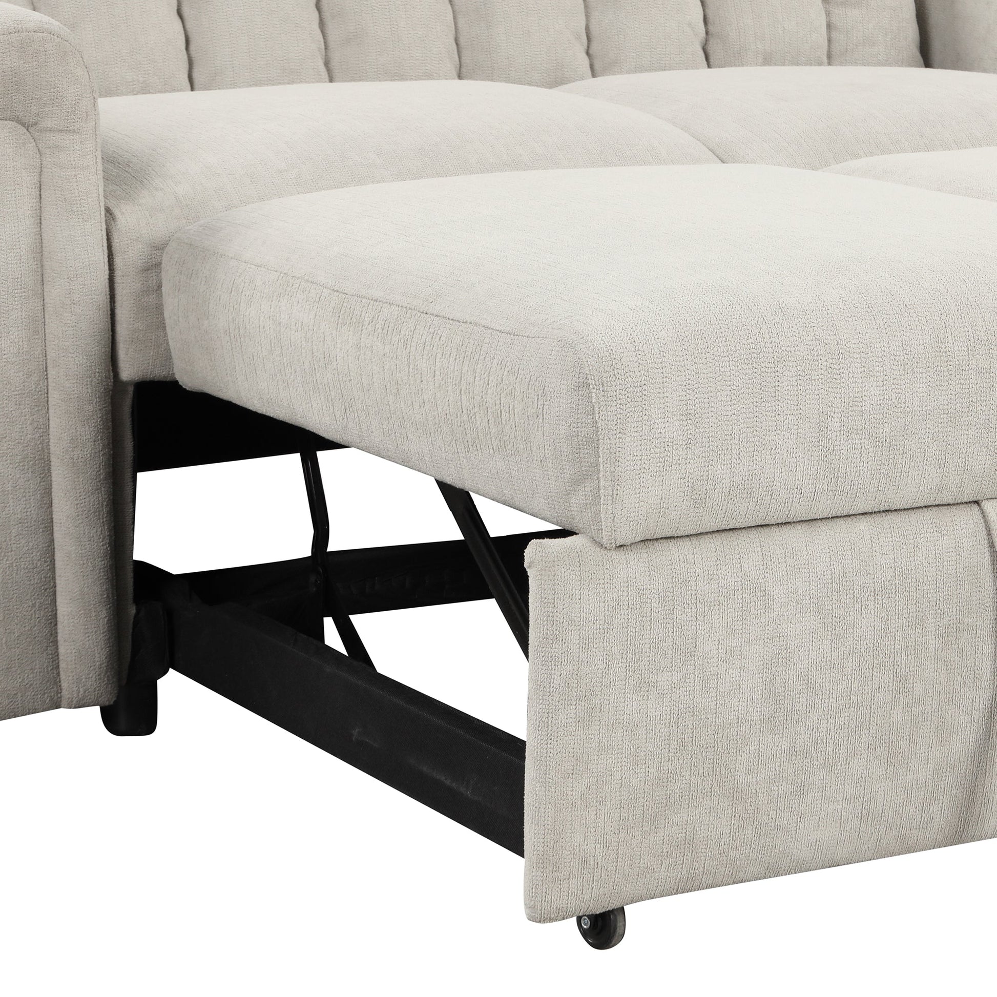 U_STYLE Convertible Soft Cushion Sofa Pull Bed ,for Two People to Sit On - Korvel