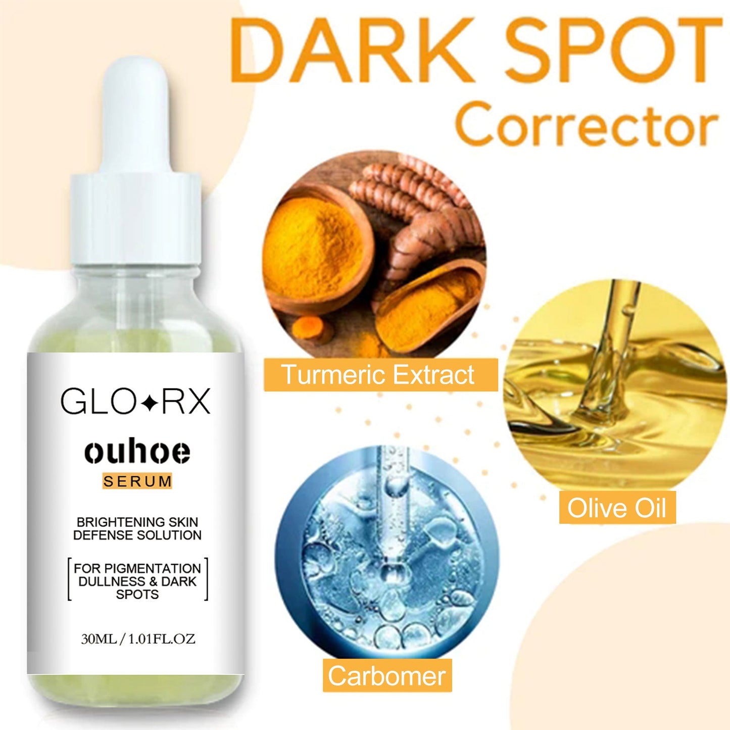 Turmeric Whitening Spot Serum, Lighten Freckle Spots Brightening Skin Hydrating Serum - Korvel