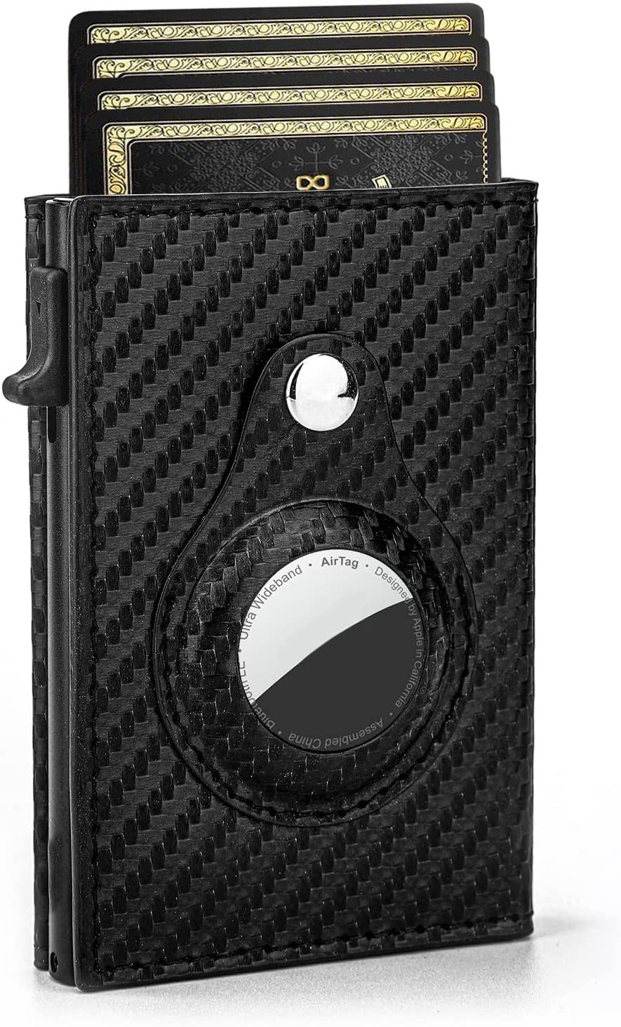 Airtag metal card holder genuine leather and aluminum alloy card holder - Korvel