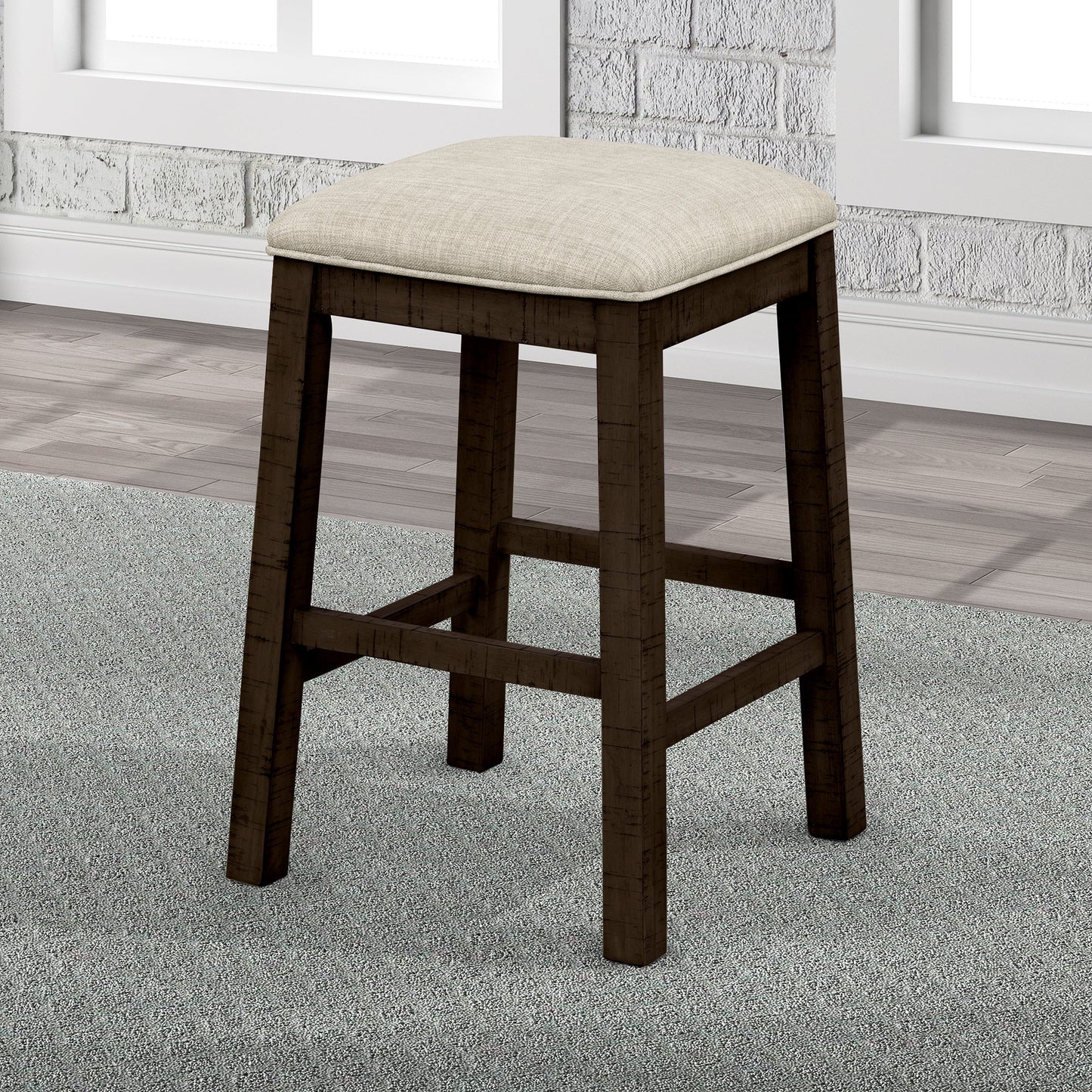 TOPMAX 4 Pieces Counter Height Table with Fabric Padded Stools, Rustic Bar Dining Set with Socket, Brown - Korvel