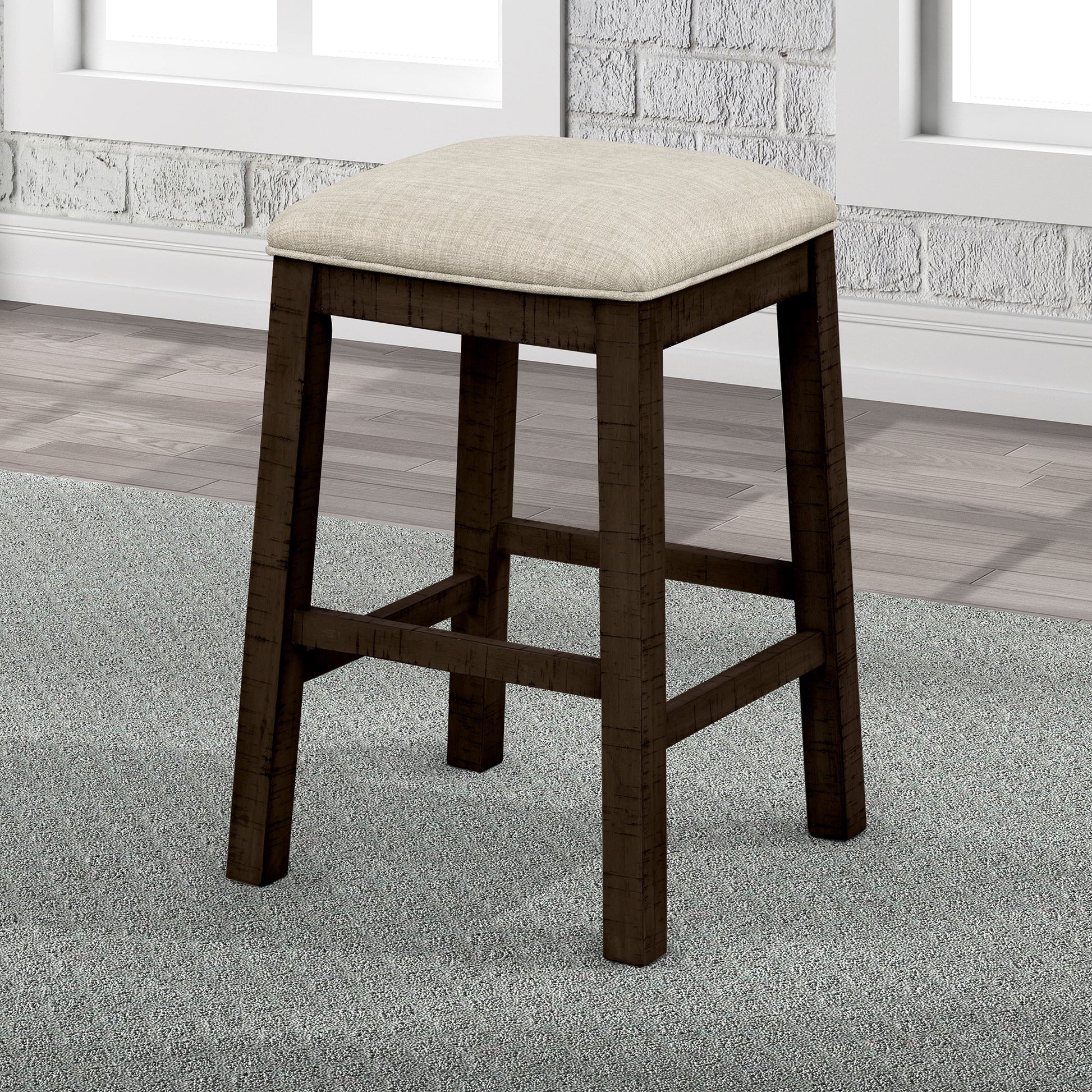 TOPMAX 4 Pieces Counter Height Table with Fabric Padded Stools, Rustic Bar Dining Set with Socket, Brown - Korvel