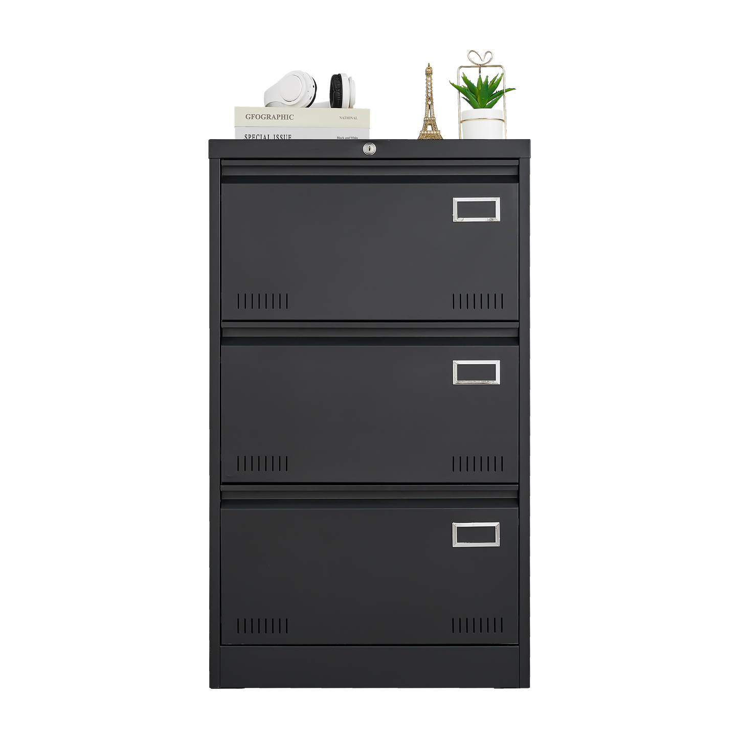 Filing Cabinet Lateral File Cabinet 3 Drawer Blcak Locking Metal File Cabinets Three Drawer - Korvel