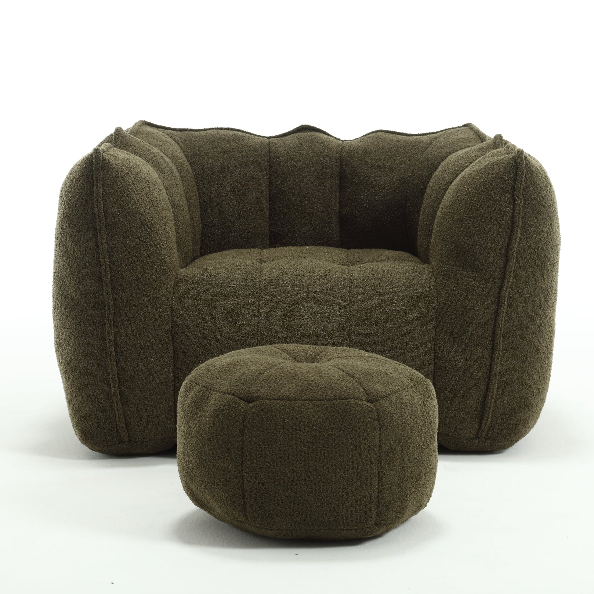 Soft Bean Bag Chair with High Resilient Foam(Chips)for living room and bedroom,Comfortable Square Lazy Sofa with Footstool - Korvel