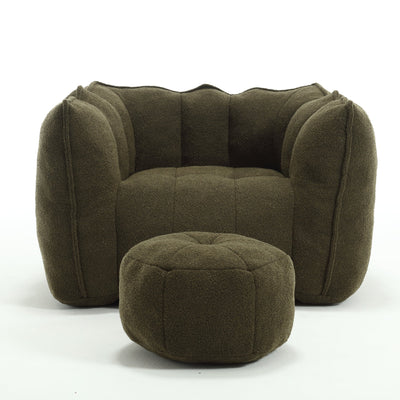 Soft Bean Bag Chair with High Resilient Foam(Chips)for living room and bedroom,Comfortable Square Lazy Sofa with Footstool - Korvel