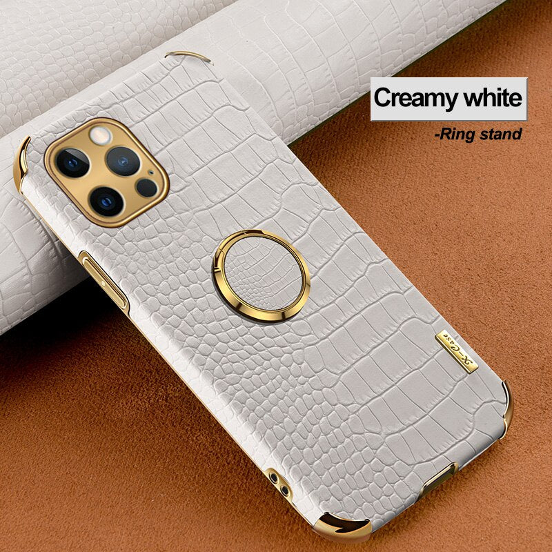 Luxury Crocodile pattern Leather Holder Phone Case For iPhone 11 12 13 Pro Max Mini X XR XSMax 7 8 Plus SE 2020 Shockproof Cover - Korvel