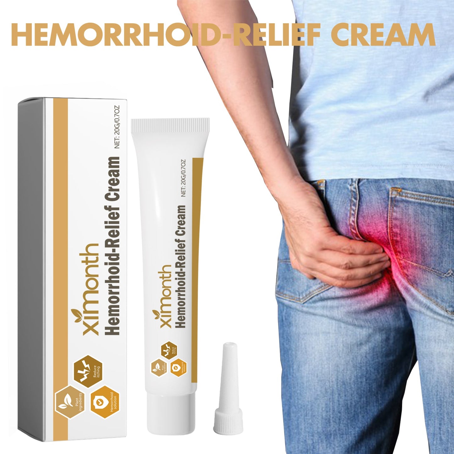 Hemorrhoid-Relef Cream, Relieve Itching Discomfort Repair Internal And External Mixed Nevus Anus Soothes Meat Ball Swelling - Korvel
