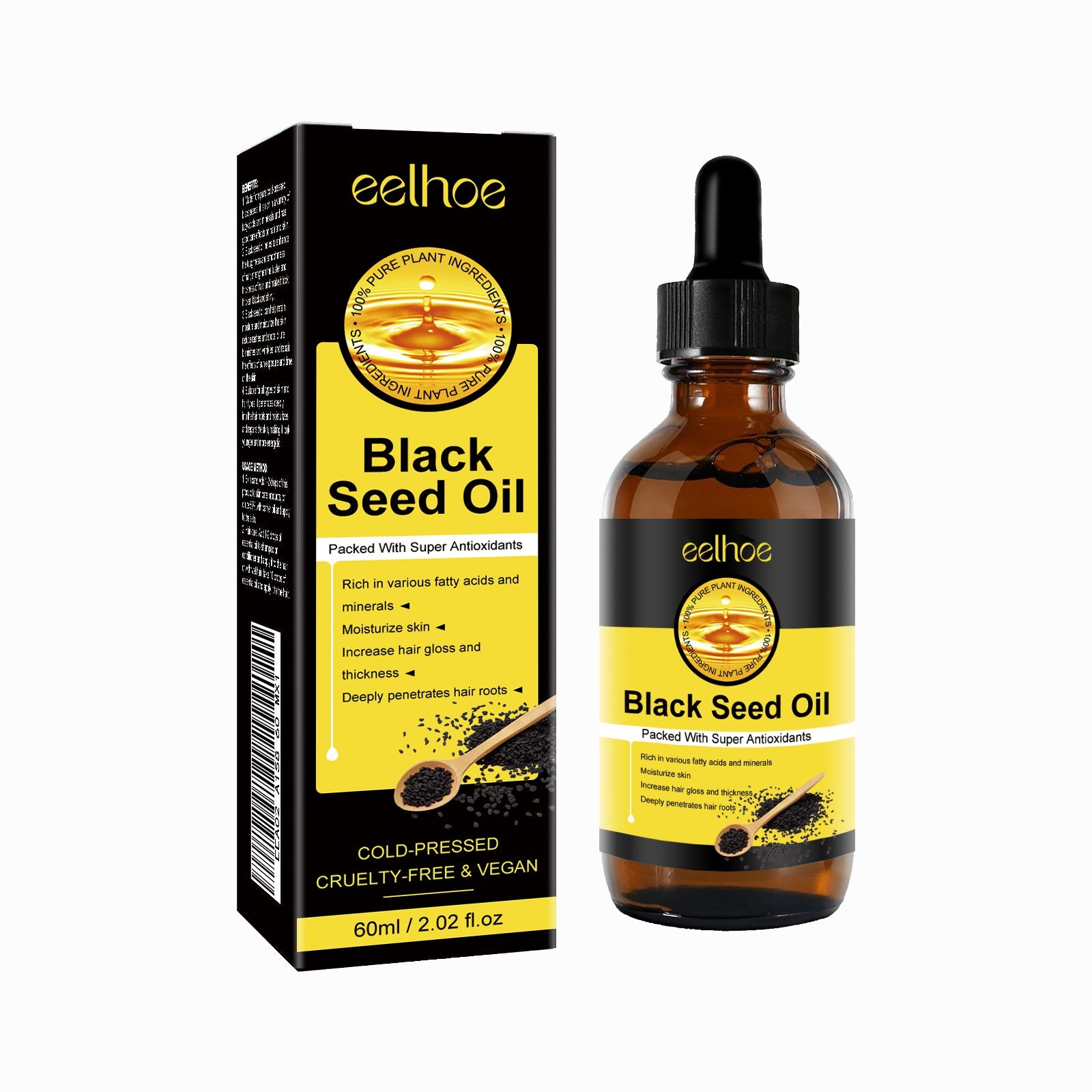 Black Seed Oil Essence To Improve Dry Hair, Nourish And Repair Damaged Hair And Prevent Hair Loss - Korvel