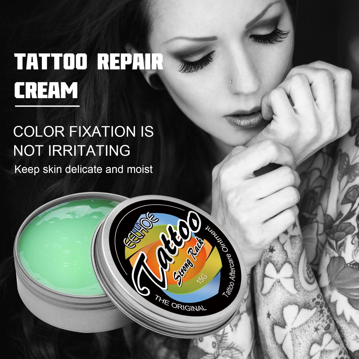 Tattoo Repair Cream, Tattoo Color Fixing Gentle Clean Moisturizing Skin Fade Tattoo Repair Cream - Korvel
