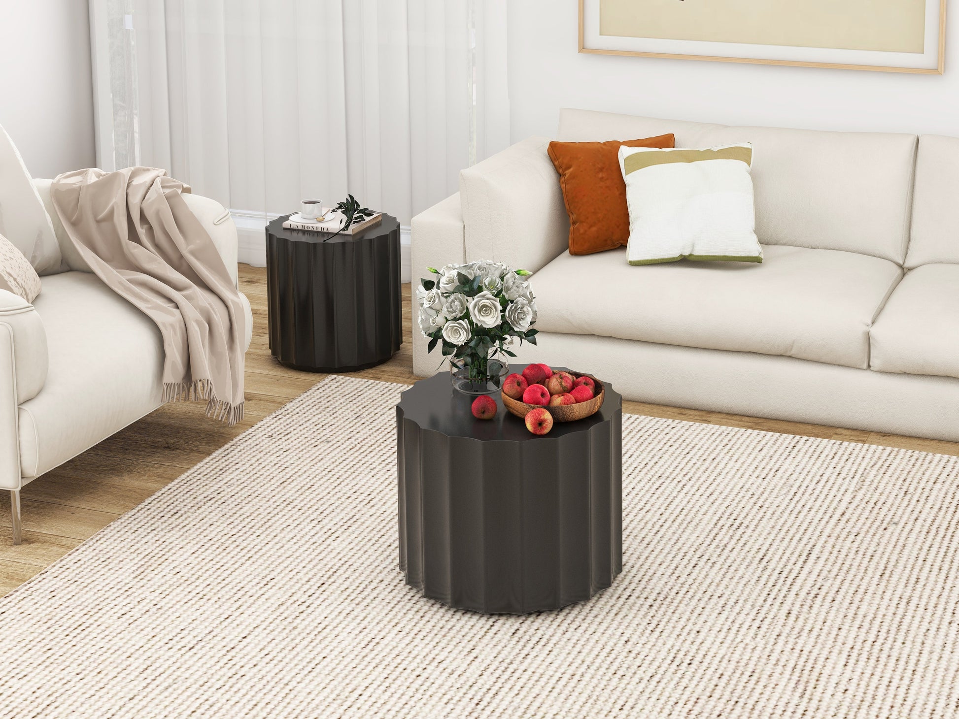 Coffee Table Set of 2, Round Coffee Table ,Nesting Coffet Table,End table,Circle Sidetable for Living room ,Bedroom - Korvel