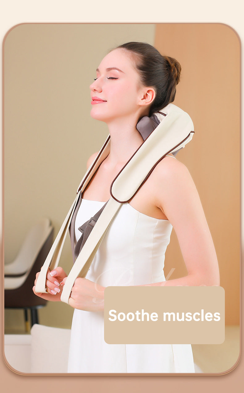 USB-C Rechargeable Kneading Massage Hot Compress Shiatsu Back Shoulder Neck Massager for Pain Relief - Korvel