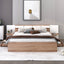 Queen Size Platform Bed with Headboard and Storage, Natural