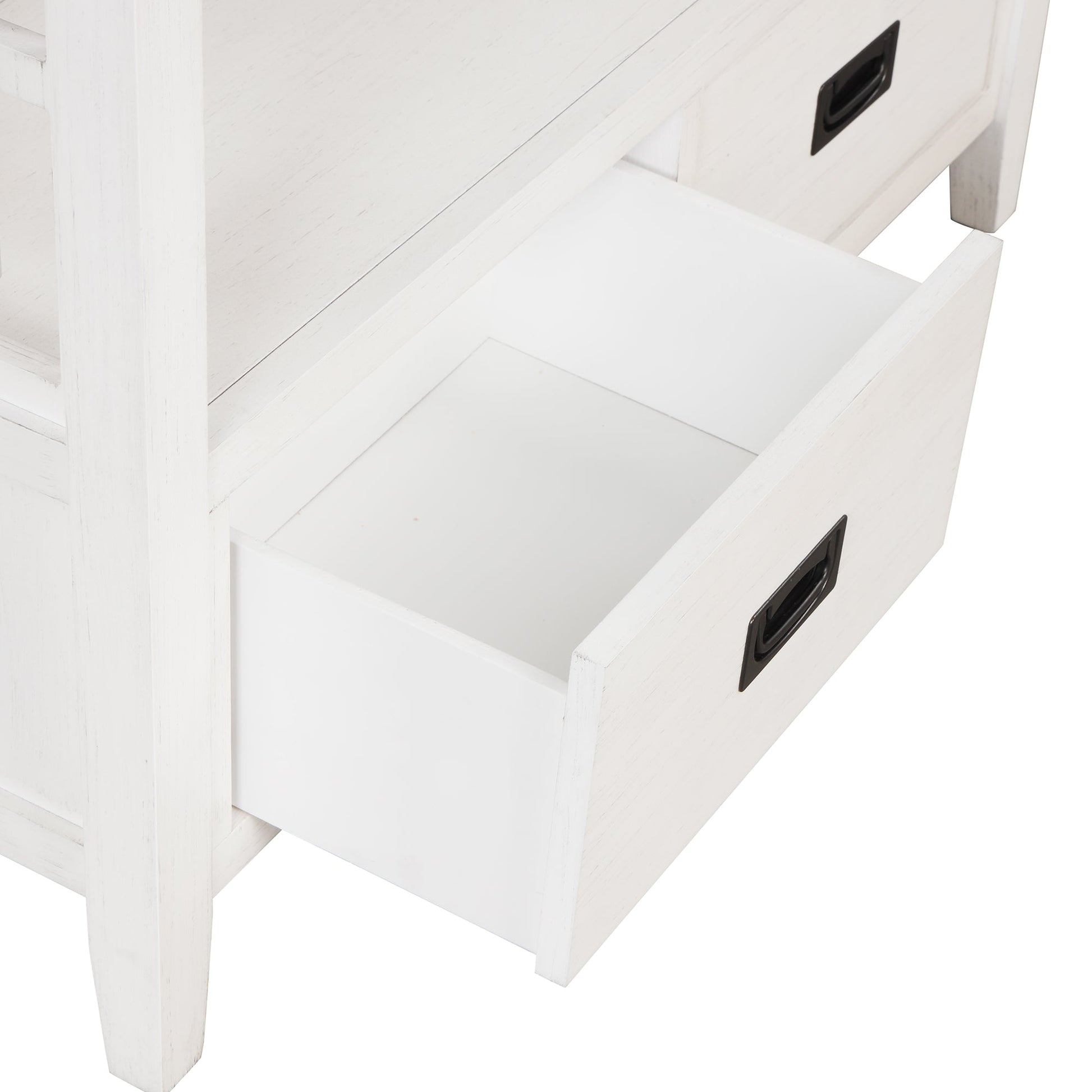 36'' Farmhouse Pine Wood Console Table Entry Sofa Table with 4 Drawers & 1 Storage Shelf (Antique White) - Korvel