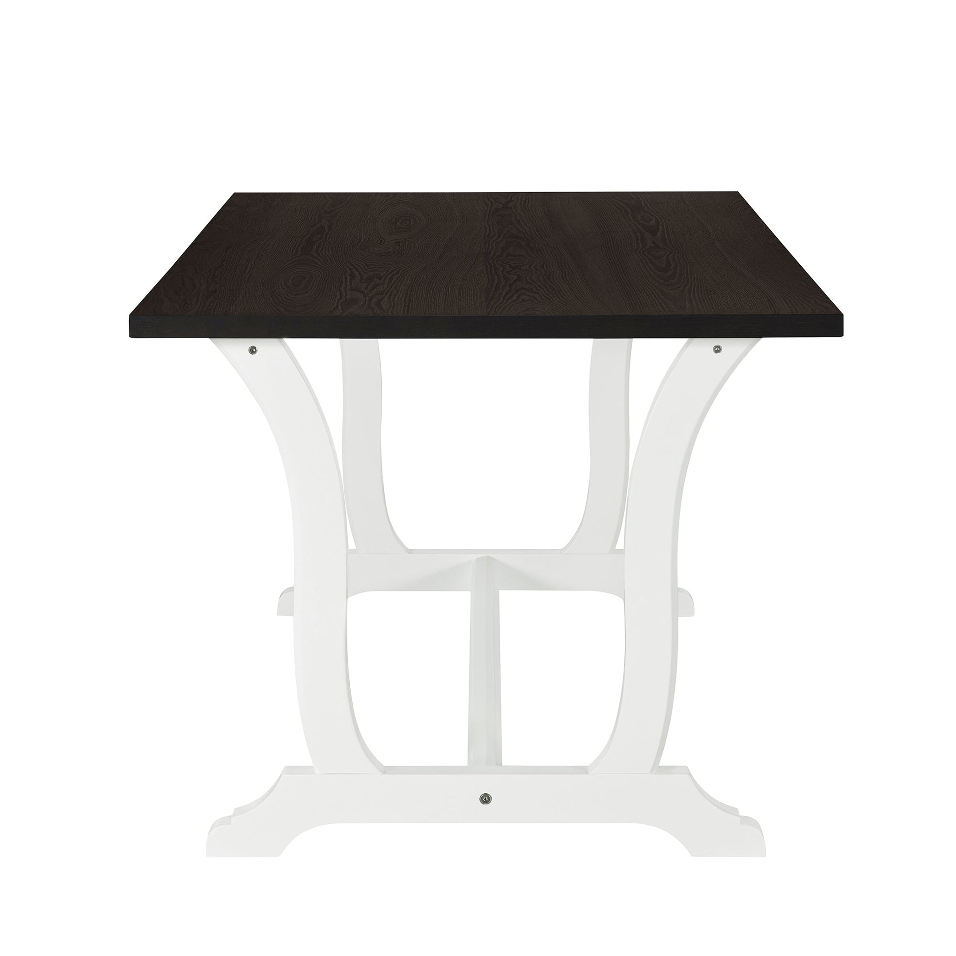 TOPMAX Farmhouse 6-Piece Trestle Dining Table Set with Upholstered Dining Chairs and Bench  59inch, White - Korvel