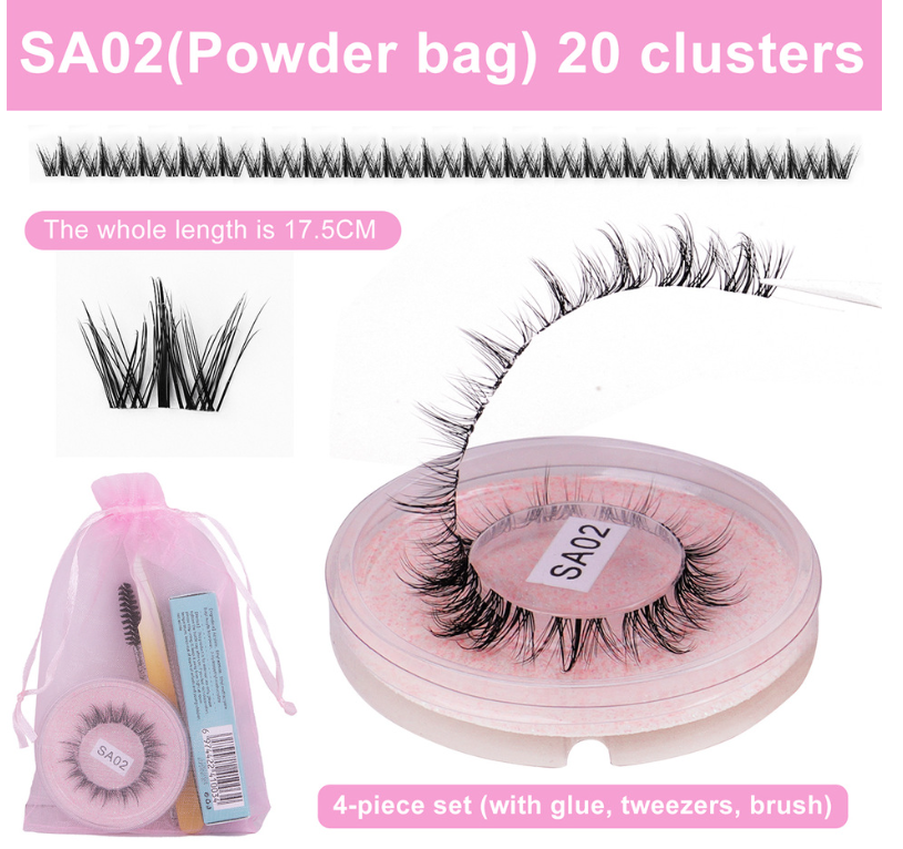 DIY false eyelashes set whole cut eyelashes European and American thick curling travel size eyelash combination - Korvel