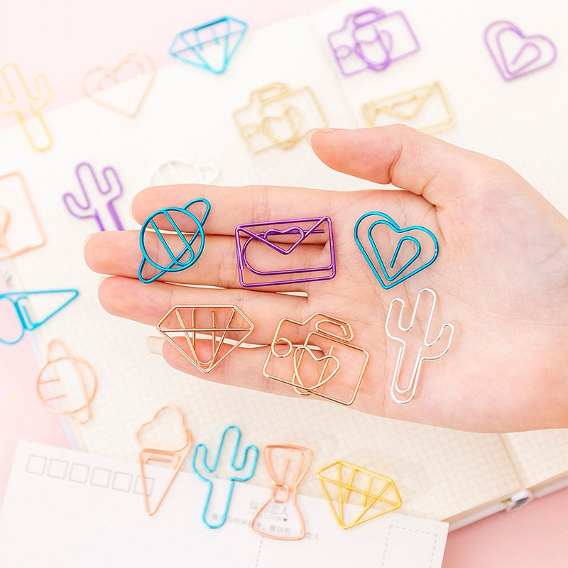 10 pcs/pack cute Cactus star Ice Cream Mini Paper Clips Kawaii Stationery Metal Clear Binder Clips Photos Tickets Notes Letter - Korvel