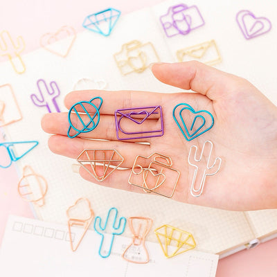 10 pcs/pack cute Cactus star Ice Cream Mini Paper Clips Kawaii Stationery Metal Clear Binder Clips Photos Tickets Notes Letter - Korvel