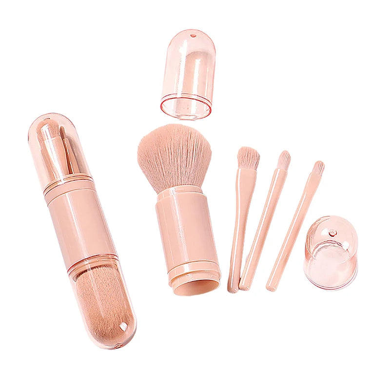 4 In 1 Telescopic Makeup Brush Portable Travel Makeup Brushes Set Eyeshadow Loose Powder Mini Makeup Brush Beauty Tools - Korvel