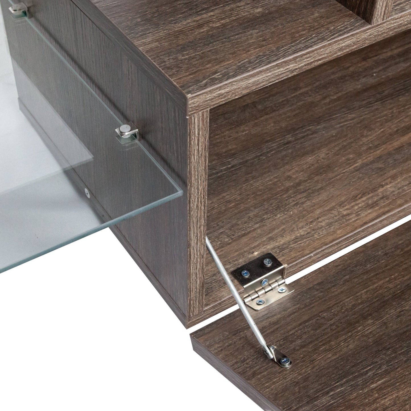 Meuble TV moderne marron avec éclairage LED - Assemblage rapide