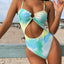 Cutout Tie-Dye Spaghetti Strap One-Piece Swimwear - Korvel